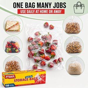 Sacs de conservation 1 gallon en plastique transparent avec fermeture à torsion pour aliments, 600 unités - Product Image 4