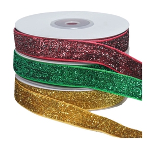 Pita Beludru Tenun Nilon Metalik Berkilau Emas Perak Merah 3/4" 100Y untuk Aksesoris Pakaian Panggung, Pengiriman Pabrik - Product Image 5