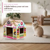 Griffoir pour chat en carton, thème boulangerie, motif pâtisserie, design boutique de donuts, pour chats d'intérieur, vente en gros, direct usine