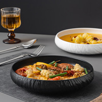 Grand plat en céramique de haute qualité pour soupe de poisson, compatible micro-ondes, design moderne et minimaliste, couleur sous glaçure, origine Chine