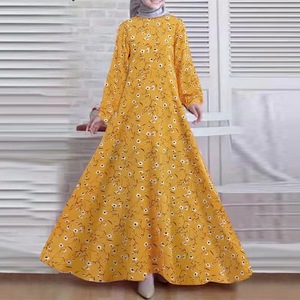 Vestido de Verano para Mujer, Otoño 2023, Elegante Vestido Musulmán Estampado, Abaya Informal de Manga Larga, Hijab, Vestidos, Túnica Floral Femenina - Product Image 3