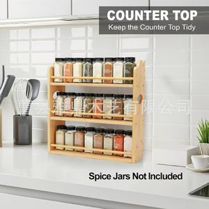 Estante de especias de madera de 3 niveles, organizador de encimera para almacenamiento en la cocina - Product Image 4