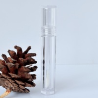 Tube de brillant à lèvres rond transparent personnalisé de 5 ml, fin et long, avec applicateur, pour maquillage, vente en gros
