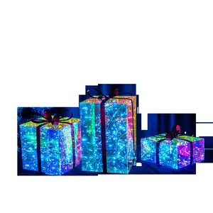 LED Christmas Gift Box Set Lights Decorations New Year Party Birthday Glowing LED Gift Box