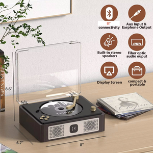 Reproductor de CD Retro Personalizado de Fábrica con Altavoces Estéreo Integrados, Transmisor y Receptor de Audio Inalámbrico para el Hogar - Product Image 6