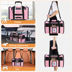 Foldable Oxford Pet Carrier Bag with Zipper Closure Portable Solid Pattern Handheld Dog & Cat Travel <b>Crate</b> for Small Pets - Product Image 4