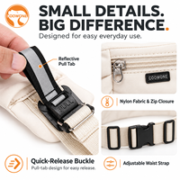 Sac banane ajustable pour promenade canin en nylon fin avec poche pour téléphone, distributeur de sacs à déjections canines et boucle à dégagement rapide