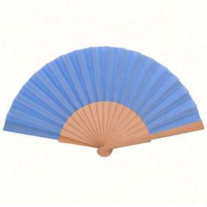 Abanico Plegable de Madera y Tela Blanco de 23 CM con Logotipo Grabado en el Mango, Abanico Artesanal de Madera para Bodas - Product Image 2