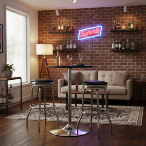 Summit 3-Piece <b>Bar</b> Furniture Set 28 Inch Round <b>Table</b> With 2 <b>Stools</b> For Pub Or Home Use - Product Image 3