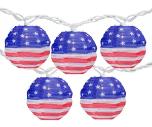 UL Outdoor christmas lights Home Decoration Red White Blue Cloth USA National day Lantern Decoration Light