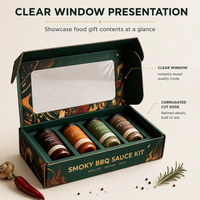 Boîte d'expédition en carton ondulé kraft personnalisée en gros avec fenêtre en PVC et inserts découpés pour bocaux de conserves et cadeaux