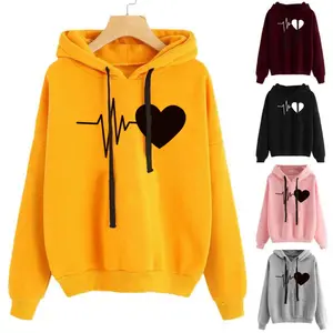 2022 new hot selling hooded Autumn/winter loose casual print heartbeat hoodie wholesale