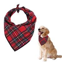 Bandana pour chien en coton tartan rouge de Noël - Accessoire de costume pour animaux de compagnie écologique, classique, réutilisable, lavable, ensemble cadeau pour toutes les saisons