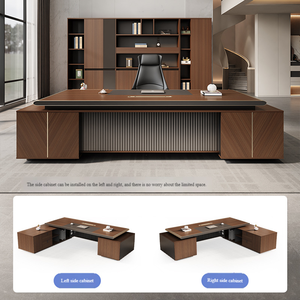 Bureau de direction moderne en forme de L, table de patron réversible en <span class=keywords><strong>bois</strong></span> avec rangement verrouillable, mobilier de bureau de luxe - Product Image 2