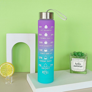 Bouteille d'eau avec heures de consommation et paille, motivante avec sangle de transport pour la salle de sport, l'extérieur - Product Image 5