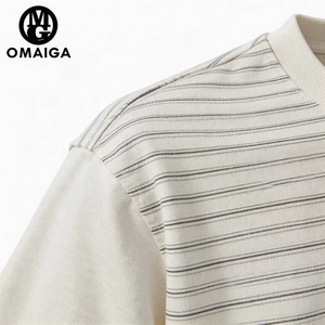 T-Shirt Casual da Uomo a Righe in 100% Cotone Personalizzabile di Alta Qualità con Stampa in Rilievo e Logo Personalizzato sul Davanti, Taglie Grandi - Product Image 5