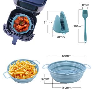 Không Dính Có Thể Gập Lại <span class=keywords><strong>Baking</strong></span> <span class=keywords><strong>Pan</strong></span> Silicon Airfryer Khay <span class=keywords><strong>3</strong></span> <span class=keywords><strong>Pcs</strong></span> Tái Sử Dụng Silicone Nồi Chiên Không Khí Lót <span class=keywords><strong>Set</strong></span> Với Găng Tay Và Pastry Bàn Chải - Product Image 2