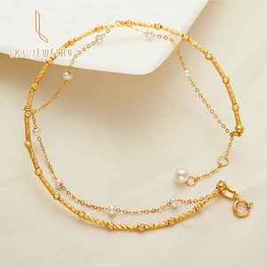 2025 popolare donna 18K oro reale braccialetto di <span class=keywords><strong>perle</strong></span> d'acqua dolce con catena a maglie elastica Design unico stile artistico per il regalo del partito - Product Image 4
