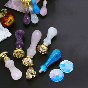 Timbro sigillo di cera cristallo personalizzato manico Vintage adesivo sigillo di cera timbri maniglia Set di sigilli timbro di cera - Product Image 6