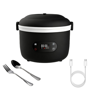 Boîte à lunch chauffante sans fil multifonction avec batterie intégrée, chargeur de téléphone d'urgence, minuterie numérique et contrôle de la température - Product Image 6