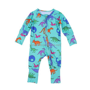 Tuta in morbido bambù Unisex personalizzata pigiama manica lunga pagliaccetti con cerniera stampati con animali dormienti <span class=keywords><strong>per</strong></span> abiti da bambina - Product Image 5