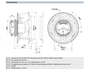 Ventilador Centrífugo EC Ebm-papst R3G450-FW08-J1 de 450 mm, Alta Eficiencia, Protección IP55, 3250 W, Control de Velocidad Variable, Sistema HVAC OEM - Product Image 3