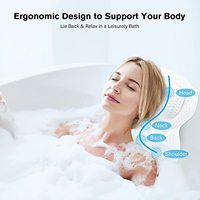 Oreiller de bain SPA en maille d'air 4D super doux et respirant de luxe CF avec 7 aspiration extra forte pour oreiller de baignoire de soutien de la tête du cou