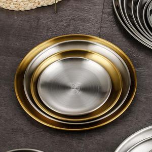 304 Stainless Steel Shallow Plate Gold Round Plate For Home Restaurant Buffet Dessert Serving Tray - Product Image 3