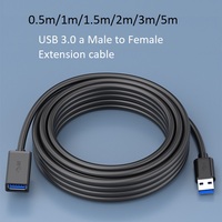 Kabel ekstensi USB 3.0 pria ke wanita, Transfer Data 5Gbps lebih cepat untuk Keyboard kabel perpanjangan Mouse komputer PC
