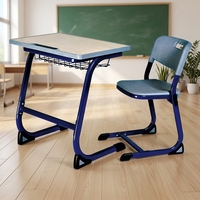 Bureau et chaise modernes pour étudiant avec tiroir à livres, table d'écriture en métal et bois pour salle de classe, idéale pour les élèves du primaire