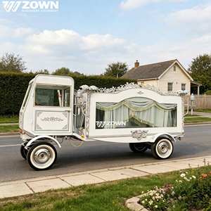 รถศพไฟฟ้า ZOWN สไตล์ยุโรป สีขาว ตกแต่งอย่างหรูหรา พร้อมไม้กางเขนและผ้าม่าน สำหรับการขนส่งพิเศษ - Product Image 1