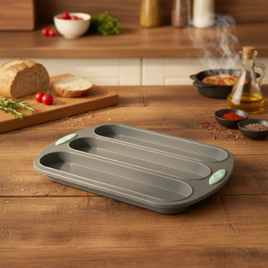 Stampo in Silicone per Panini Hot Dog di Grado Alimentare, Antiaderente e Lavabile in Lavastoviglie, Stampo in Silicone a 3 Cavità per Pane Fatto in Casa - Product Image 2