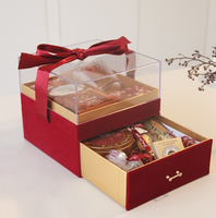 Boîte cadeau transparente en acrylique double pour bougies, boîte cadeau haut de gamme pour mariage, Noël, bonbons, demoiselles d'honneur, avec tiroir intégré
