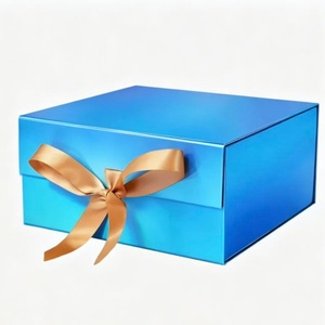 Gradient <b>Magnetic</b> Rigid <b>Gift</b> <b>Box</b> with Gold Satin Ribbon Wholesale Foldable Paper Packaging <b>Box</b> for Present - Product Image 1