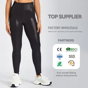 Jiejin Thời Trang Spandex Vớ Huấn Luyện Viên Tummy Kiểm Soát Huấn Luyện Viên Yoga Tập Thể Dục Quần Xà Cạp Với Side Zip up