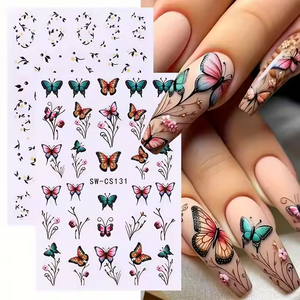 Pegatinas 3D para Uñas <span class=keywords><strong>con</strong></span> Diseño de Mariposa y Lazo, <span class=keywords><strong>Flores</strong></span> de Primavera, Rosa y Lavanda, Calcomanías para <span class=keywords><strong>Manicura</strong></span>, Decoración de Uñas para el Día de San Valentín - Product Image 3