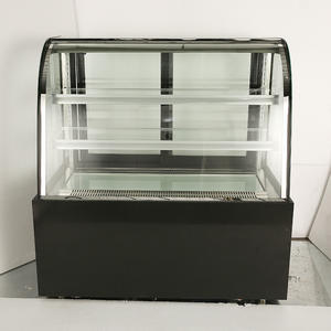 יחיד-קשת זכוכית קשת נירוסטה במקרה תצוגה שחור ולבן מקרר עבור עוגת פיצה - Product Image 2