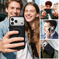 Étui de téléphone antichoc en métal avec chargement magnétique sans fil à motif triangulaire en PU pour objectif d'appareil photo, compatible avec les séries Apple 18/17/16/15/14