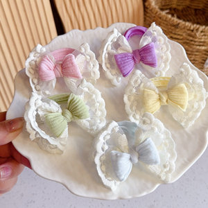 Elastici per capelli con fiocco in pizzo per bambine, graziosi elastici per coda di cavallo, accessori per capelli per neonate - Product Image 6