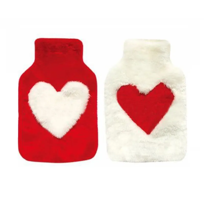 Heart shape Faux Fur Cover Hot Water Bottle With Cover