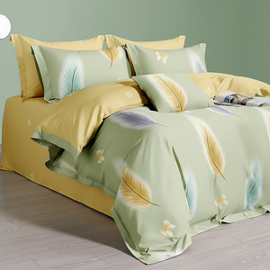 Parure de lit 3 pièces en coton 100 % écologique, lavable, imprimée, taille King, avec taies d'oreiller, 200 fils/cm², style européen, toutes saisons, livraison rapide - Product Image 2