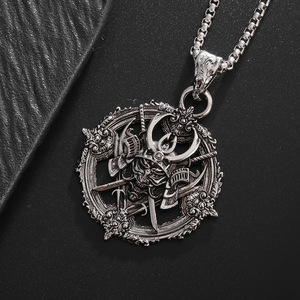 Collar con Colgante de Rueda Giratoria Gótica <span class=keywords><strong>Retro</strong></span>, Estilo Samurái Diablo, para Hombre, Joyería de Estilo Vikingo - Product Image 1