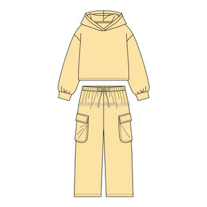 Felpa con cappuccio per bambini con pantaloni da Jogger Cargo, felpa con cappuccio a manica lunga in due pezzi e pantaloni con tasche per bambini e ragazze primavera autunno - Product Image 2