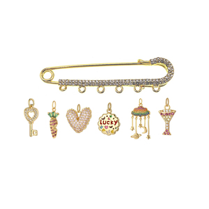 Petit MOQ – Pendentif en laiton plaqué or 18 carats avec zircon cubique, motif cœur ou animal, idéal pour épingles de sûreté et accessoires de sac DIY - Product Image 5