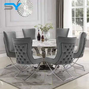 SIYANG croix jambe X bouton velours coussin chaises pour Table à manger en acier inoxydable luxe Silla Comedor