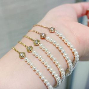 Xinfly 18k Pure Gold Luxury Adjustable Cuban Link Chain Natural Diamond Pearl <b>Bead</b> <b>Bracelets</b> - Product Image 4