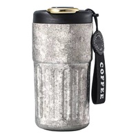 Mug à café de voyage portable à double paroi thermique de 14 oz avec logo personnalisé, tasse à café intelligente en titane pur ultralégère avec couvercle à affichage LED