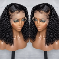 Perruque Bob Courte Ondulée 13x6 en Cheveux Humains, Perruques Lace Front Bouclées pour Femmes Noires, Perruques Bob Courtes en Cheveux Humains de 14 Pouces, Densité 180%