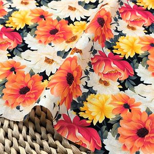 Новый тренд 200gsm 100% льняная ткань мягкая простая льняная ткань с цветочным принтом на заказ цифровая тканая настольная льняная штора - Product Image 4