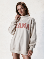 Sweat-shirt à col montant pour femme, longueur allongée, logo brodé personnalisé, streetwear, pull-over